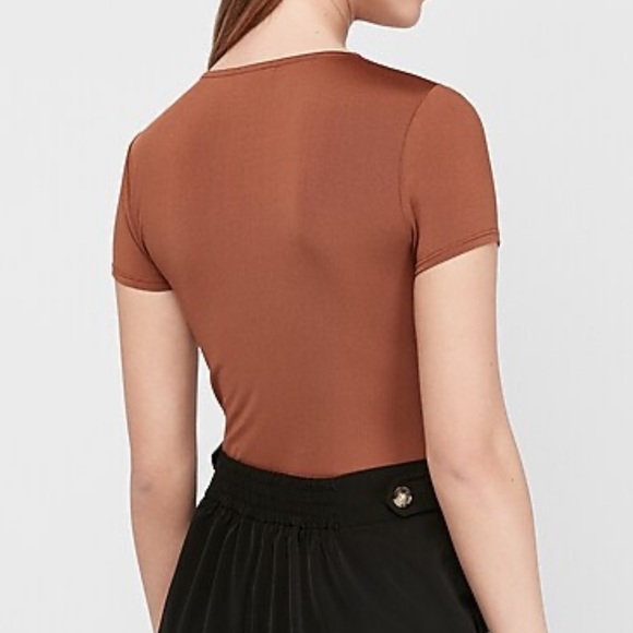 Express V Neck Short Sleeve Thing Bodysuit - Picture 2 of 5